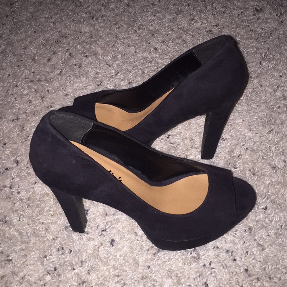 Candies black suede open toe heels - Picture 2 of 5